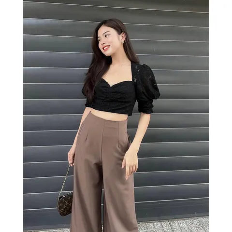 Áo ren tay bồng Quảng Châu  cao cấp Giá 150k Ren Siêu dày dặn y mẫu mặc💯💯💯 Bao chất xịn ạ Sz dưới 51kg nhé