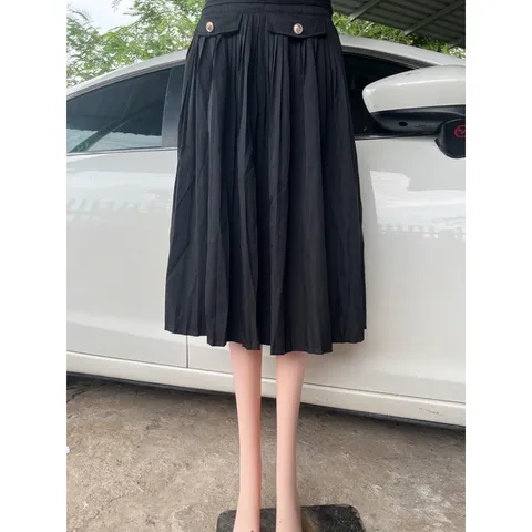 Chân Váy Dáng Dài Xếp Ly Cạp Cao Tôn Dáng Thiết Kế Nắp Túi Lên From Xinh Giá 190k Hàng có sẵn giao ngay L Đủ size