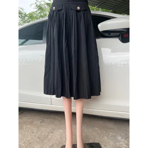 Chân Váy Dáng Dài Xếp Ly Cạp Cao Tôn Dáng Thiết Kế Nắp Túi Lên From Xinh Giá 190k Hàng có sẵn giao ngay L Đủ size