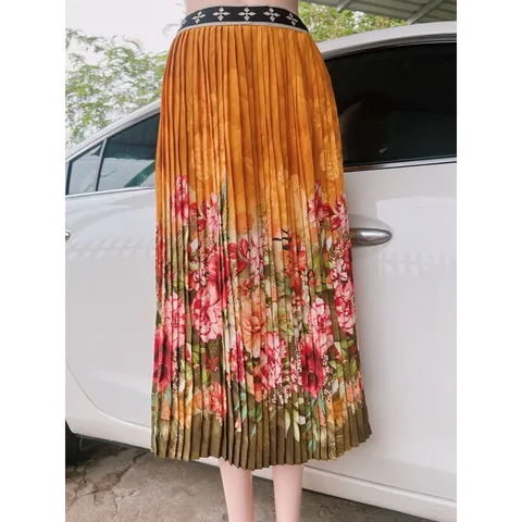 Chân Váy Xếp Ly Dài  In Họa Tiết hoa siêu đẹp Giá 199k Hàng có sẵn giao ngay Xếp ly siêu đẹp siêu sang Lưng eo co giãn