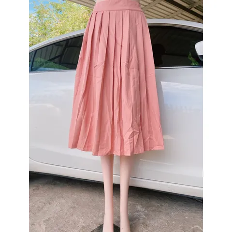 Chân váy dập li dáng dài dày dặn, váy xếp li, MÀU Hồng  Giá 190k Hàng có sẵn giao ngay L Hàng chính chủ
