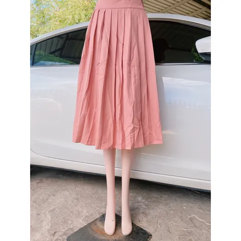 Chân váy dập li dáng dài dày dặn, váy xếp li, MÀU Hồng  Giá 190k Hàng có sẵn giao ngay L Hàng chính chủ