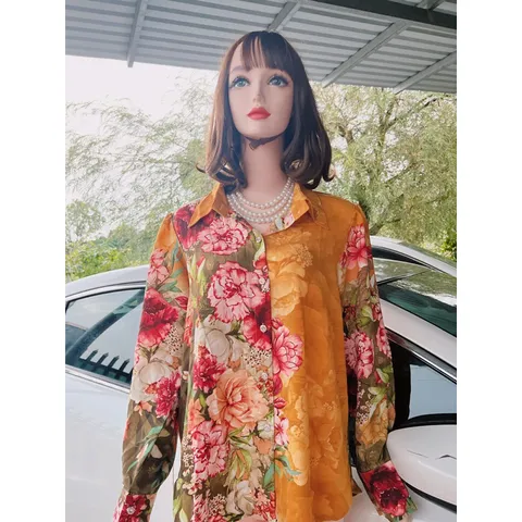Áo Sơ Mi Lụa mango Tay Dài In Họa Tiết Phong Cách  Giá 190k/ áo Hàng có sẵn giao ngay Có thể kết hợp với chân váy