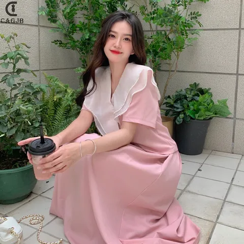 Bộ Nữ Vintage Váy Dài Phong Cách Pháp Cổ Chữ V Nữ Thanh Lịch Bộ Áo Cổ Chữ V Phối Bèo + Chân Váy Dài Phong Cách Pháp