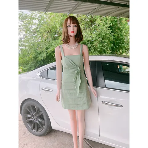 Đầm 2 dây màu xanh đâụ Giá 250k Hàng có sẵn giao ngay  SM Có màu cam và xanh đậu, đúp lót 2 lớp, có sẵn quần và lót ngực