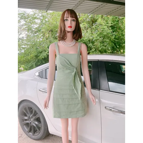Đầm 2 dây màu xanh đâụ Giá 250k Hàng có sẵn giao ngay  SM Có màu cam và xanh đậu, đúp lót 2 lớp, có sẵn quần và lót ngực
