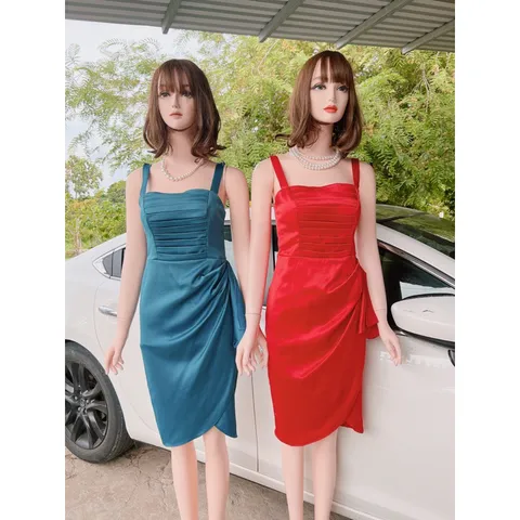 Đầm ôm tôn dáng cách điệu chất liệu phi dày mịn xịn, hàng cao cấp Giá 290k, có sẵn mút ngực đảm bảo fom đẹp chất đẹp