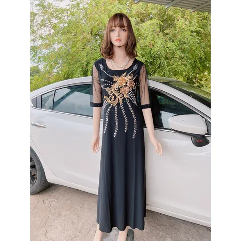 Đầm dạ hội thêu tay tỉ mỉ Giá 320k Hàng có sẵn giao ngay Dáng dài, co giãn nhiều Chất liệu solen xịn, cao cấp