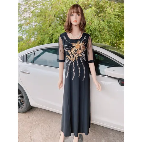 Đầm dạ hội thêu tay tỉ mỉ Giá 320k Hàng có sẵn giao ngay Dáng dài, co giãn nhiều Chất liệu solen xịn, cao cấp
