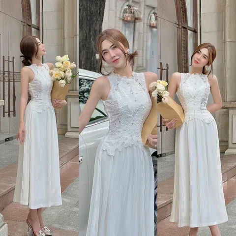 Đầm ren trắng siêu đẹp, freesize, chất liệu dày dặn, nhập cao cấppp, phù hợp với đi chơi dạo phố nhé