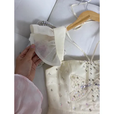 dam nữ dáng ngắn chất tapta thiết kế cổ vuông đính hạt sang chảnh đầm dự tiệc đi chơi sành điệu, có sẵn quần và mút