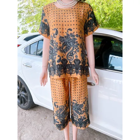 Đồ bộ mặc nhà trung niên lụa Mango , đồ lụa quần lở, đồ mặc nhà trung niên cho mẹ size lớn từ 50 - 75 kg  Hàng có sẵn