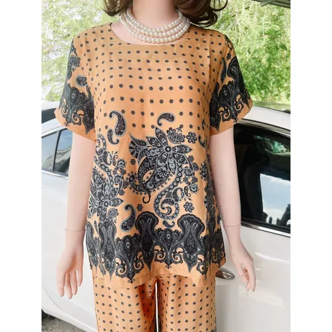 Đồ bộ mặc nhà trung niên lụa Mango , đồ lụa quần lở, đồ mặc nhà trung niên cho mẹ size lớn từ 50 - 75 kg  Hàng có sẵn