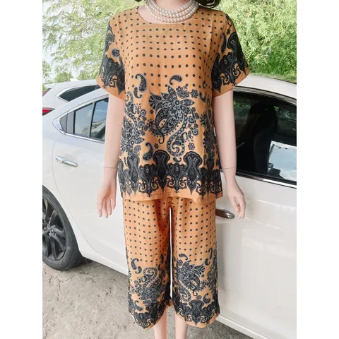 Đồ bộ mặc nhà trung niên lụa Mango , đồ lụa quần lở, đồ mặc nhà trung niên cho mẹ size lớn từ 50 - 75 kg  Hàng có sẵn