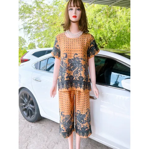 Đồ bộ mặc nhà trung niên lụa Mango , đồ lụa quần lở, đồ mặc nhà trung niên cho mẹ size lớn từ 50 - 75 kg  Hàng có sẵn