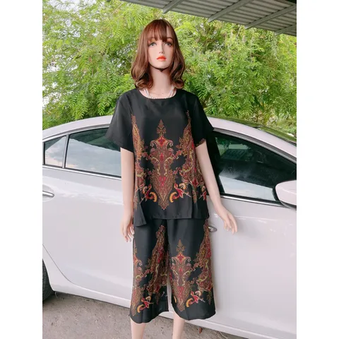 Đồ bộ trung niên, đồ bộ mặc ở nhà cho các mẹ quần lửng, chất lụa mango nhập ko nhăn Giá 190k Hàng có sẵn giao ngay