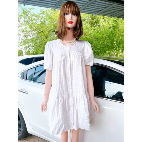 Đầm Babydoll Có Bigsize Hai Lớp Cực Xinh Hoa Thêu, Chất Thô thêu Thoáng Mát Mềm Cho Hè Vui Phù Hợp Cho Mọi Ngày Bầu bì