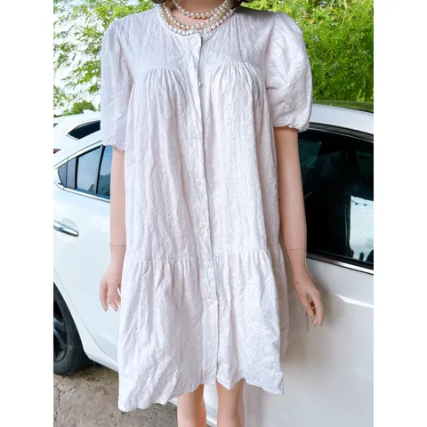 Đầm Babydoll Có Bigsize Hai Lớp Cực Xinh Hoa Thêu, Chất Thô thêu Thoáng Mát Mềm Cho Hè Vui Phù Hợp Cho Mọi Ngày Bầu bì