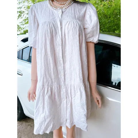 Đầm Babydoll Có Bigsize Hai Lớp Cực Xinh Hoa Thêu, Chất Thô thêu Thoáng Mát Mềm Cho Hè Vui Phù Hợp Cho Mọi Ngày Bầu bì