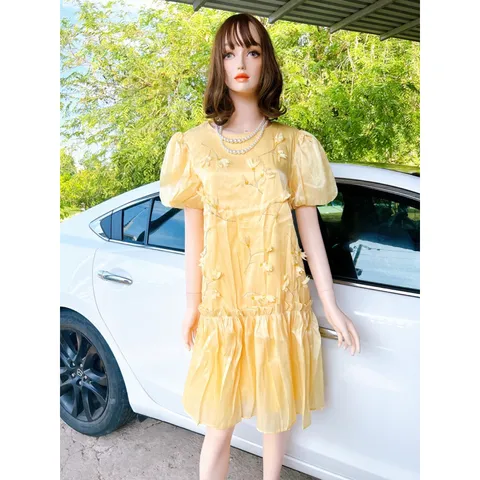 VÁY BABYDOLL THIẾT KẾ HOA NỔI REN ĐẸP- ĐẦM CÔNG SỞ VÁY DỰ TIỆC CHẤT MỀM ĐẸP Giá 290k Hàng có sẵn giao ngay S Màu kem