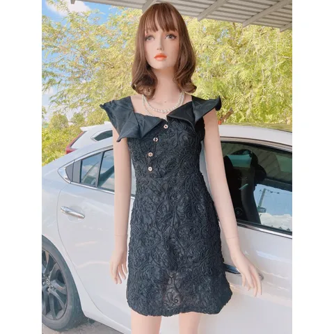 Đầm ren tiểu thư đi dự tiệc, đầm nữ thiết kế  tinh tế , chất liệu ren y hình Giá 290k Màu đen Chất liệu ren cao cấp