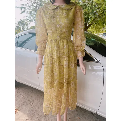 Đầm  hoa thiết kế   Hàng có sẵn giao ngay XL Size lớn Chất liệu tơ 2 lớp xịn cao cấp Giá 350k Hang Quảng Châu