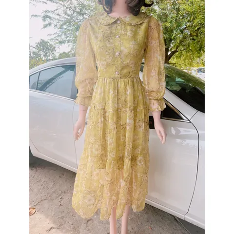 Đầm  hoa thiết kế   Hàng có sẵn giao ngay XL Size lớn Chất liệu tơ 2 lớp xịn cao cấp Giá 350k Hang Quảng Châu