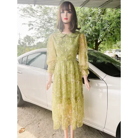 Đầm  hoa thiết kế   Hàng có sẵn giao ngay XL Size lớn Chất liệu tơ 2 lớp xịn cao cấp Giá 350k Hang Quảng Châu