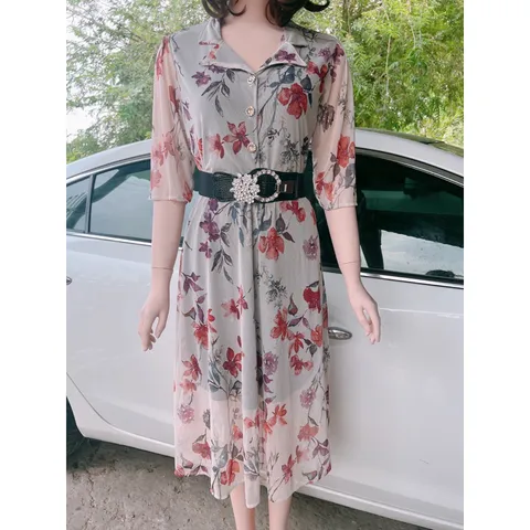 Chất liệu Thun lưới Hàng quảng châu Đầm hoa lưới có lót Giá 290k Hàng có sẵn giao ngay Co giãn nhiều