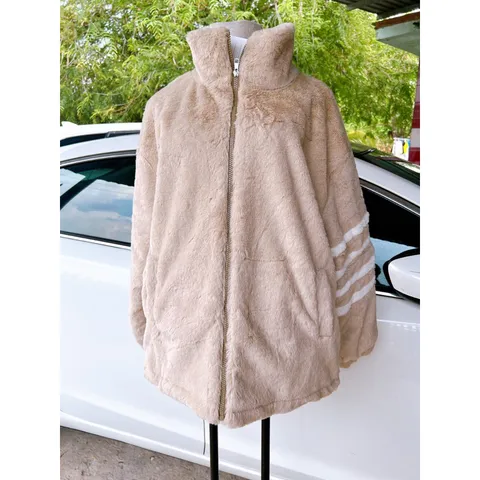 Áo khoác lông sọc tay  Áo khoác ngoài unisex phom rộng kiểu dáng Hàn quốc trẻ trung, năng động  Áo Khoác Lông Lông Mịn