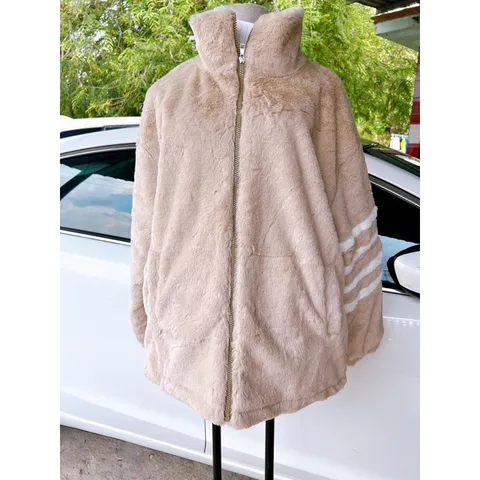 Áo khoác lông sọc tay  Áo khoác ngoài unisex phom rộng kiểu dáng Hàn quốc trẻ trung, năng động  Áo Khoác Lông Lông Mịn