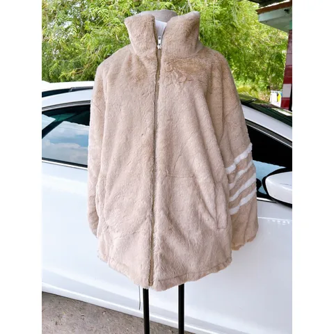 Áo khoác lông sọc tay  Áo khoác ngoài unisex phom rộng kiểu dáng Hàn quốc trẻ trung, năng động  Áo Khoác Lông Lông Mịn