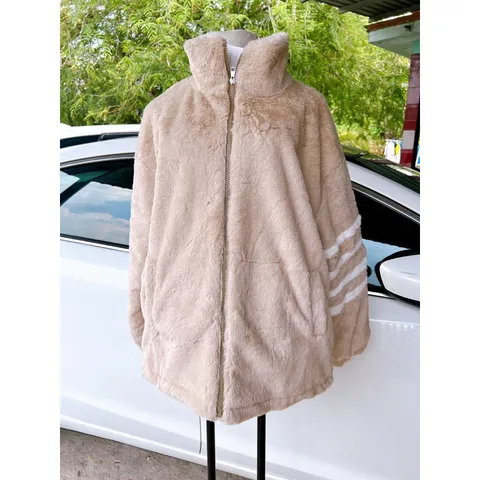 Áo khoác lông sọc tay  Áo khoác ngoài unisex phom rộng kiểu dáng Hàn quốc trẻ trung, năng động  Áo Khoác Lông Lông Mịn