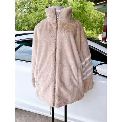 Áo khoác lông sọc tay  Áo khoác ngoài unisex phom rộng kiểu dáng Hàn quốc trẻ trung, năng động  Áo Khoác Lông Lông Mịn