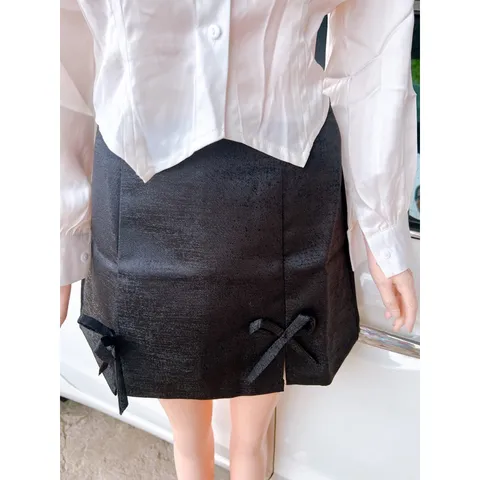 Chân Váy Tafta Sồi Dáng A Gắn Nơ Nhẹ Nhàng Và Tôn Dáng  -chất liệu : tapta xịn - Chiều dài: từ 40-42cm