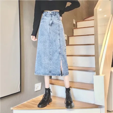 Chân Váy Jeans Nữ Dáng Dài  Xẻ Tà Hàng cao cấp Có đủ size từ S đến 3XL ( dưới 75kg) Hàng có sẵn giao ngay Hàng QC