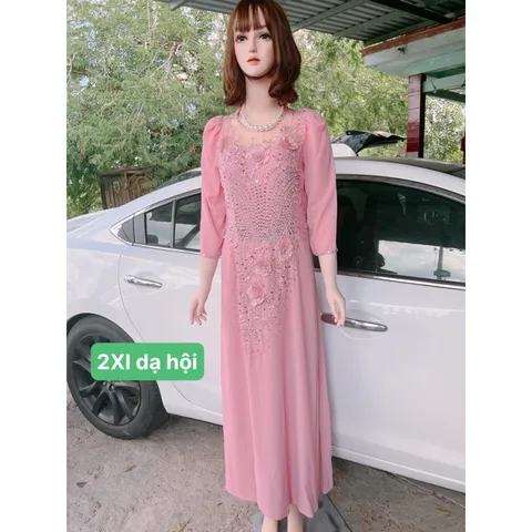 Đầm dạ hội màu hồng phấn siêu đẹp