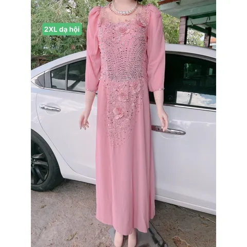 Đầm dạ hội màu hồng phấn siêu đẹp