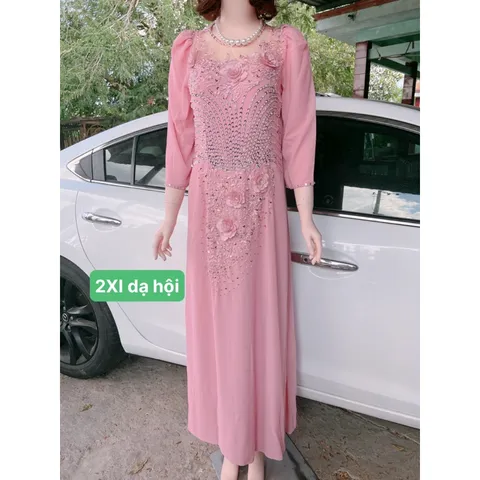 Đầm dạ hội màu hồng phấn siêu đẹp