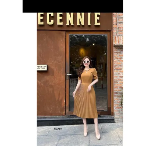 Đầm Xòe Dáng Dài Thiết Kế Cổ Đính Cườm Phong Cách Sang Trọng  Maù nâu tây  Giá 290k Hàng có sẵn giao ngay