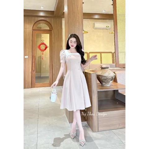 Đầm cao cấp sang chảnh đính kết đá Hàng chính chủ Meily - Chất liệu: chéo  Hàn cao cấp  - Đường may tinh tế, tỉ mỉ trong