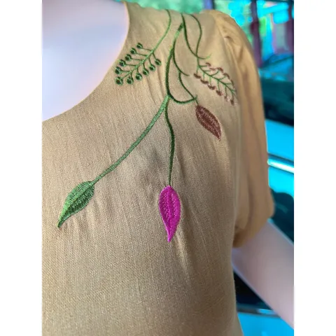 Đầm thêu tay linen sang trọng,  dáng suông che khuyết điểm vải linen thêu tay cao cấp phù hợp đi chơi, du lịch, dạo phố