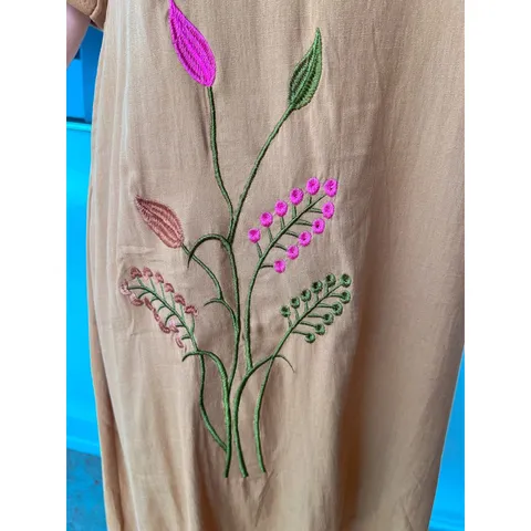 Đầm thêu tay linen sang trọng,  dáng suông che khuyết điểm vải linen thêu tay cao cấp phù hợp đi chơi, du lịch, dạo phố