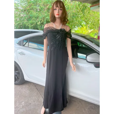 đầm dạ hội rớt vai cao cấp ( hình thật ) đính đá Giá 420k Chất liệu thun nhập Anh cao cấp Hàng coa sẵn giao ngay 2XL
