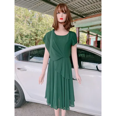 Đầm Xếp Ly Phong Cách Thời Trang Pháp  Giá 299k Hàng coa sẵn giao ngay Mày xanh Chất liệu 2 lớp Coa sẵn mút ngực