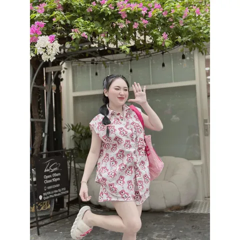 Set Bộ Quần Đùi Áo Sát Nách Lotso, Cổ Bẻ Chất Kaki Mỏng Co Giãn Nhẹ, Túi Viền Bèo. Giá 290k Hàng có sẵn giao ngay