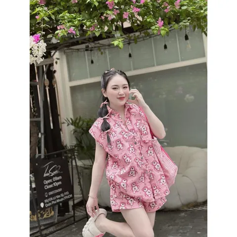 Set Bộ Quần Đùi Áo Sát Nách Lotso, Cổ Bẻ Chất Kaki Mỏng Co Giãn Nhẹ, Túi Viền Bèo. Giá 290k Hàng có sẵn giao ngay
