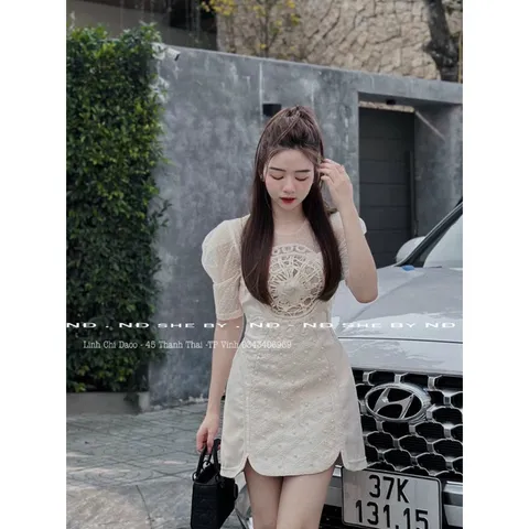 Đầm dự tiệc cao cấp 🌈tafta kết cườm ngọc🌈 tỉ mỉ tay lưới phồng cổ tròn xòe chữ A xẻ  đủ 3 màu Giá 360k