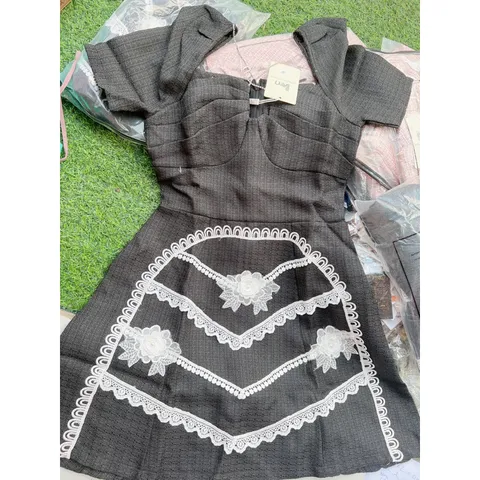 Đầm  dạ tweed thiết kế sang chảnh đáng yêu quý cô thanh lịch Hình thật shop chụp Giá 290k Hàng có sẵn giao ngay