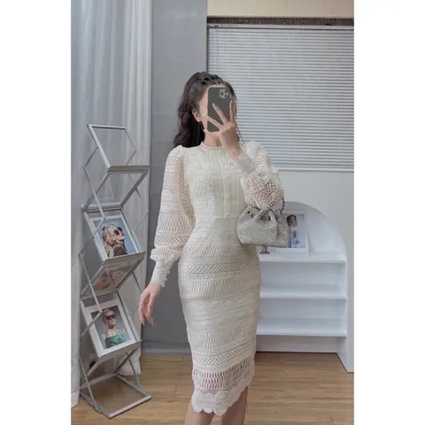 Đầm Thiết Kế  Chất Liệu Vải Ren Cao Cấp - Váy Ren Kem Thiết Kế Thanh Lịch Trẻ Trung Giá 380k Hàng có sẵn giao ngay